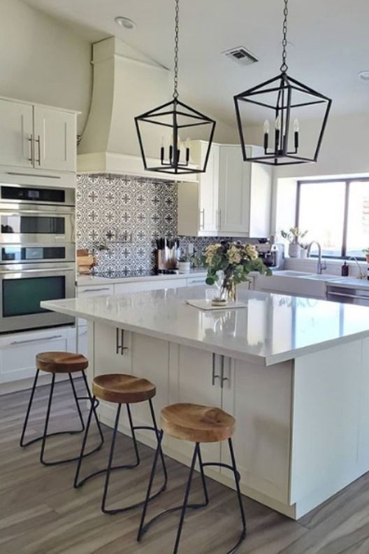 Black Lantern Pendant Lights | Kitchen Island Decor, Modern Kitchen Island,  Home Decor Kitchen Throughout Black With White Lantern Chandeliers (Photo 1 of 15)