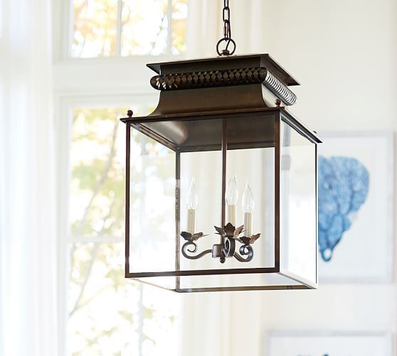 Bolton Metal Lantern Pendant | Pottery Barn Intended For Steel Lantern Chandeliers (View 2 of 15)