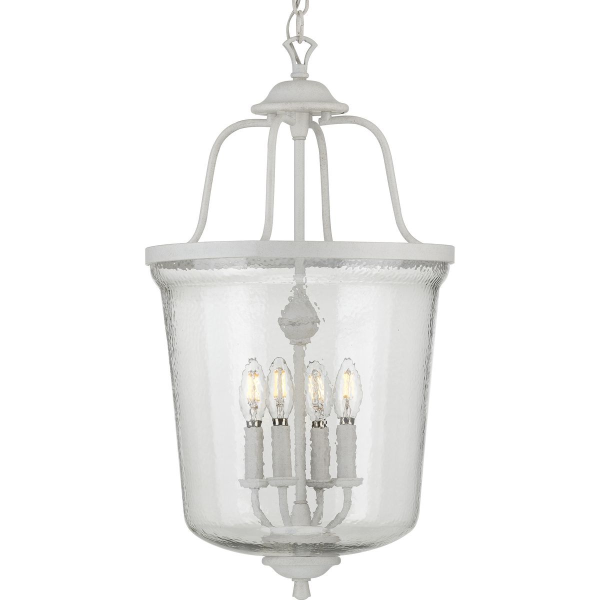 Bowman Collection Four Light Cottage White Foyer Pendant | P500207 151 |  Progress Lighting Within Cottage White Lantern Chandeliers (View 3 of 15)