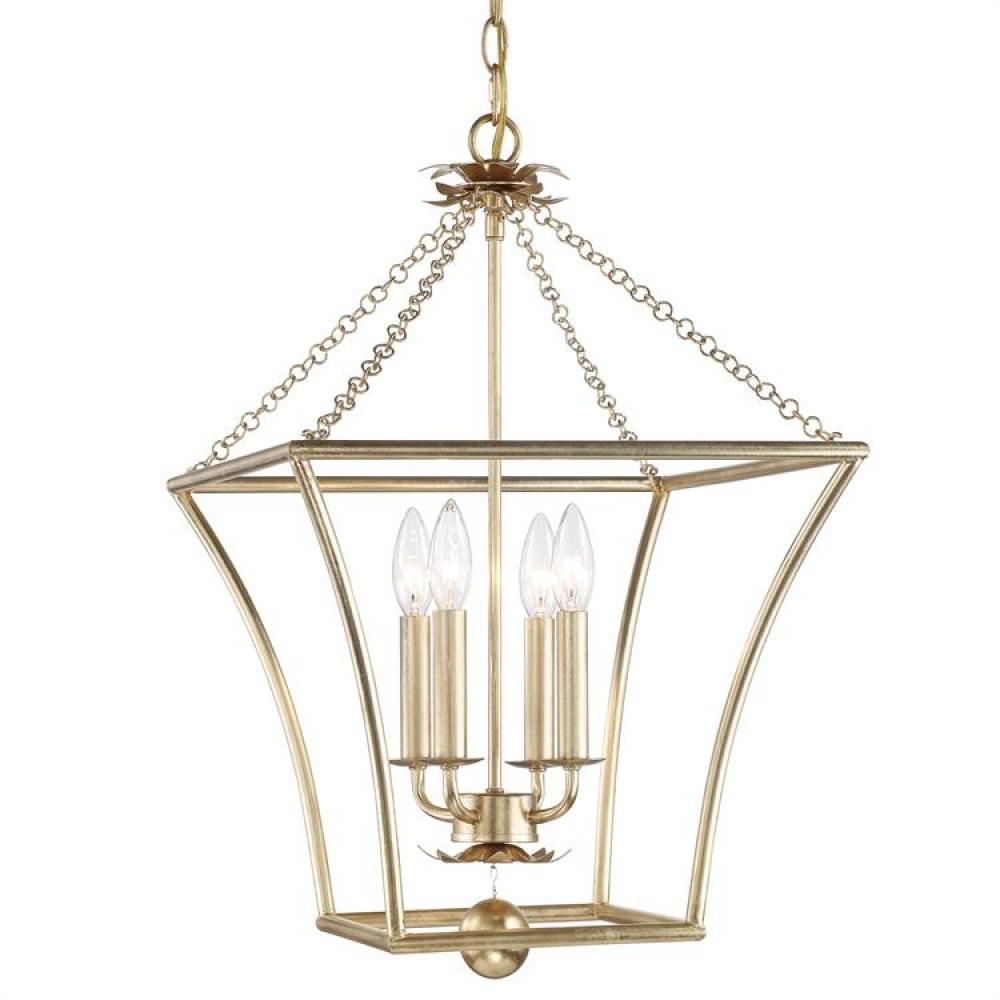 Broche 4 Light Antique Gold Lantern : 516 Ga | Labelle Cabinetry & Lighting Inside White Gold Lantern Chandeliers (View 15 of 15)