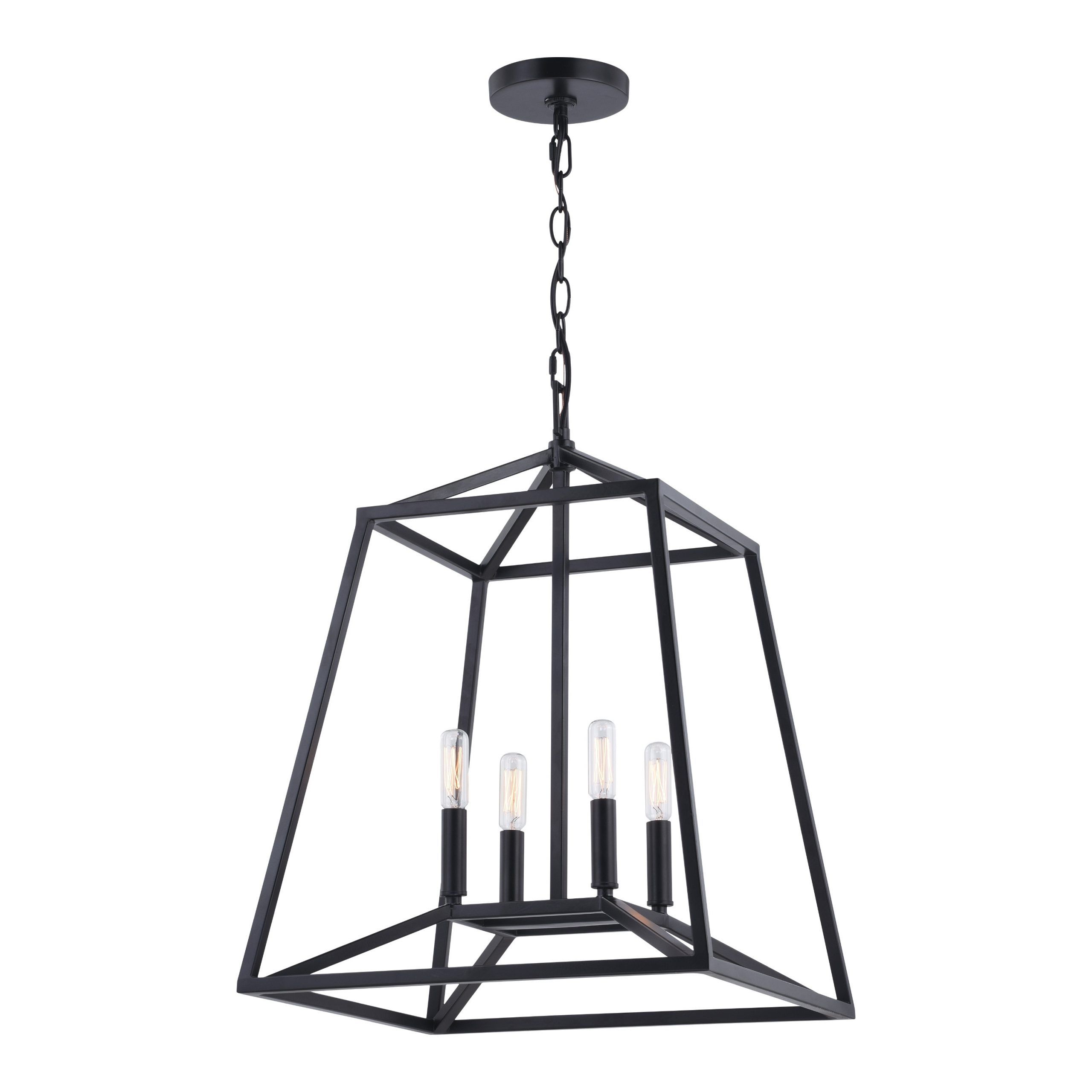 Cascadia Hayes 4 Light Black Farmhouse Lantern Pendant Light In The Pendant  Lighting Department At Lowes For Black With White Lantern Chandeliers (View 12 of 15)