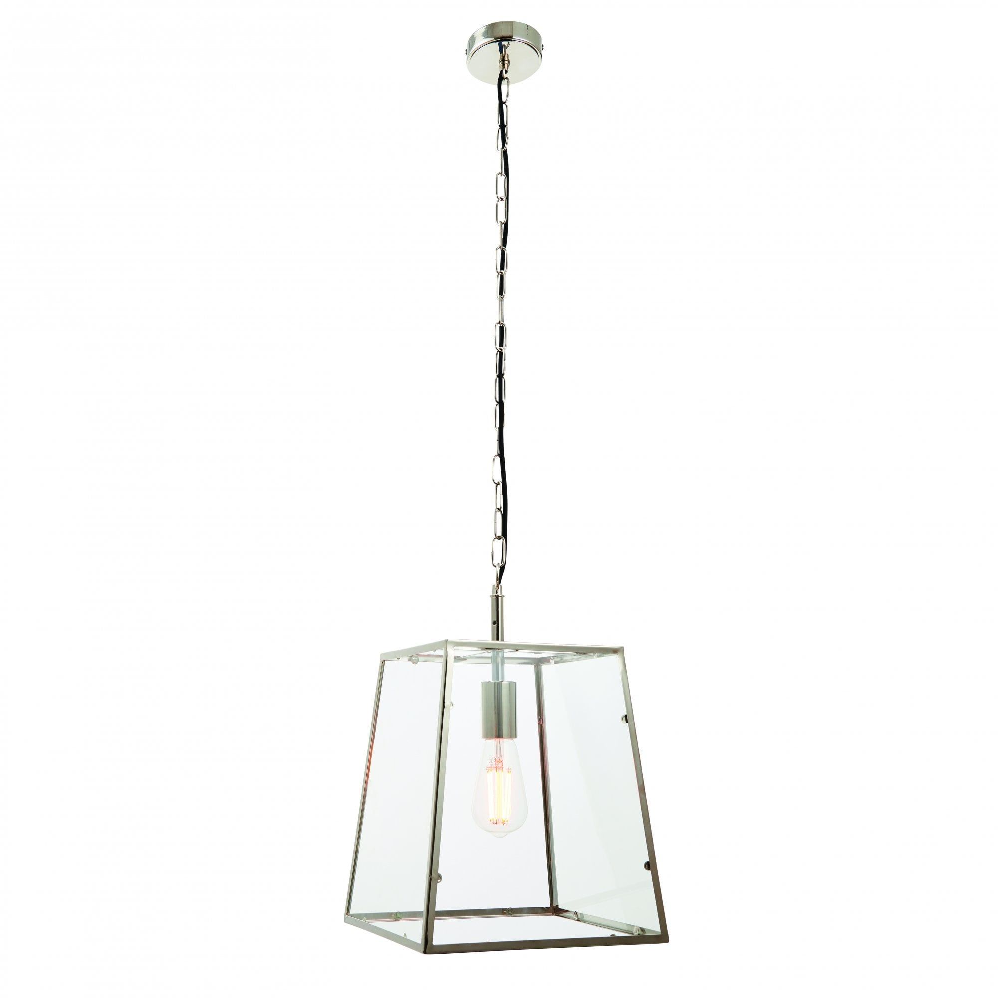Ceiling Lantern In Polished Nickel With Clear Glass In Lantern Chandeliers With Transparent Glass (View 6 of 15)