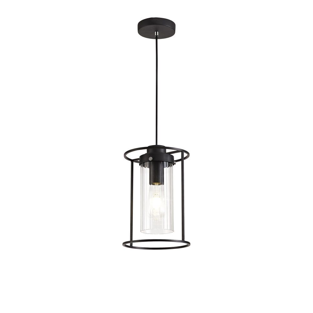 Ceiling Pendant Black Framed Cylindrical Clear Glass Lighting Company Within Clear Glass Shade Lantern Chandeliers (View 8 of 15)
