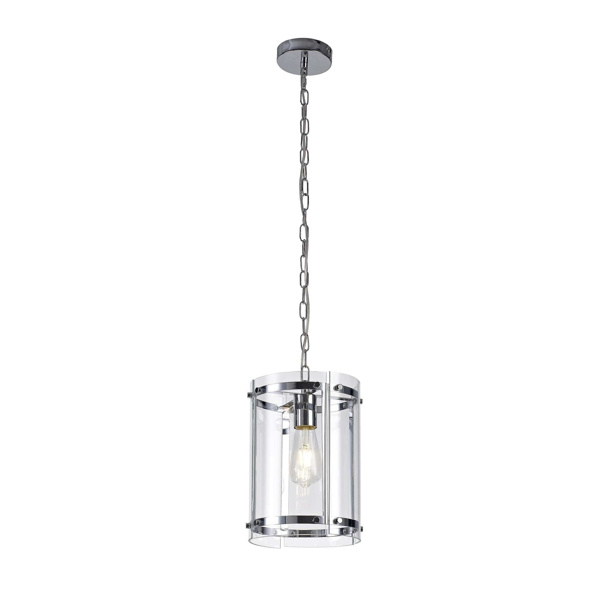 Ceiling Pendant Lantern In Polished Chrome With Glass Panels Intended For Chrome Lantern Chandeliers (View 3 of 15)