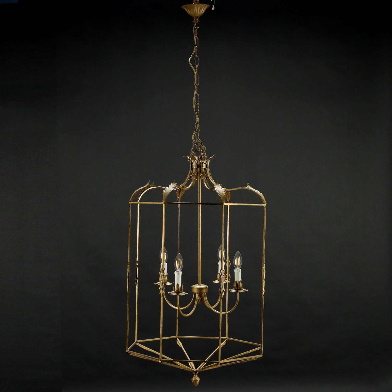 Chandelier Bronze Italy Xx Century, Italy Early 20th Century, Antiques,  Chandeliers And Lamps, Dimanoinmano.it Inside Gold Leaf Lantern Chandeliers (Photo 6 of 15)