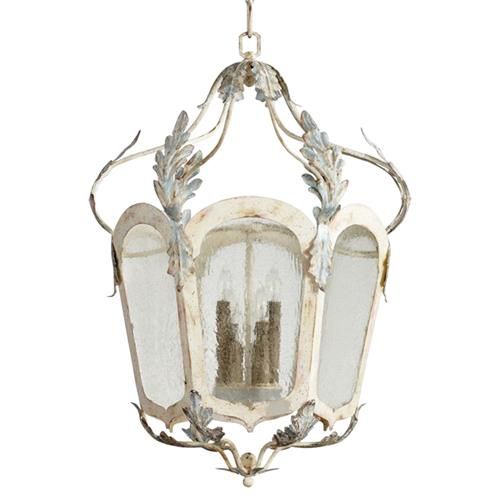 Chantilly French Country Parisian Blue White 6 Light Lantern Pendant Medium  (21" – 26" Wide) | Kathy Kuo Home Intended For County French Iron Lantern Chandeliers (Photo 6 of 15)