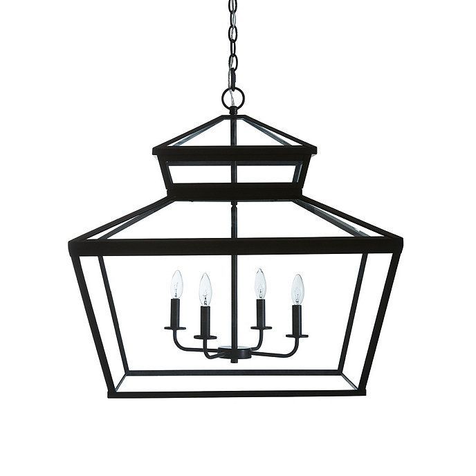 Dekalb 4 Light Lantern Glass Panel Square Birdcage Chandelier Hanging  Fixture In 2022 | Lantern Chandelier, Light, Lantern Lights Intended For Black With White Lantern Chandeliers (Photo 3 of 15)