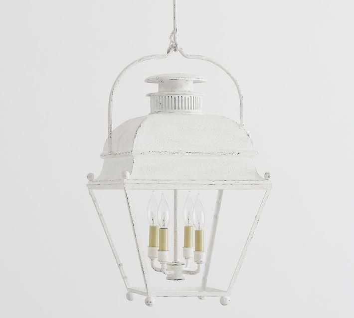Dexter White Distressed Lantern Pendant Intended For Black With White Lantern Chandeliers (Photo 13 of 15)