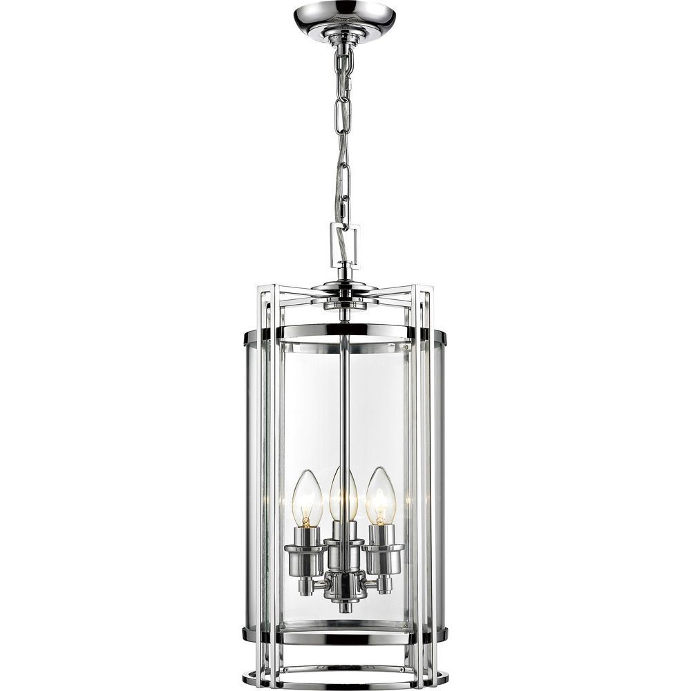 Diyas Il31082 Eaton Pendant 3 Light Ceiling Lantern Polished Chrome Fr Intended For Chrome Lantern Chandeliers (View 8 of 15)