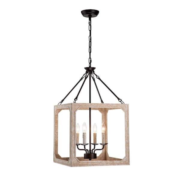 Edvivi Penelope French Country 4 Light Antique White And Rust Iron Finish  Farmhouse Lantern Chandelier Epl138wh – The Home Depot For County French Iron Lantern Chandeliers (View 5 of 15)