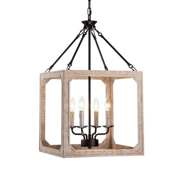 Edvivi Penelope French Country 4 Light Antique White And Rust Iron Finish  Farmhouse Lantern Chandelier Epl138wh – The Home Depot For Cream And Rusty Lantern Chandeliers (View 3 of 15)