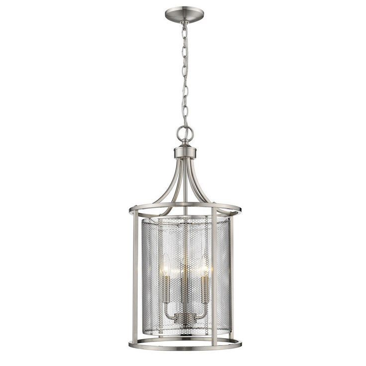Eglo 202806a Verona Pendant, 28 Inch, Brushed Nickel | Cylinder Pendant  Light, Lantern Lights, Pendant Lighting Throughout 28 Inch Lantern Chandeliers (View 4 of 15)