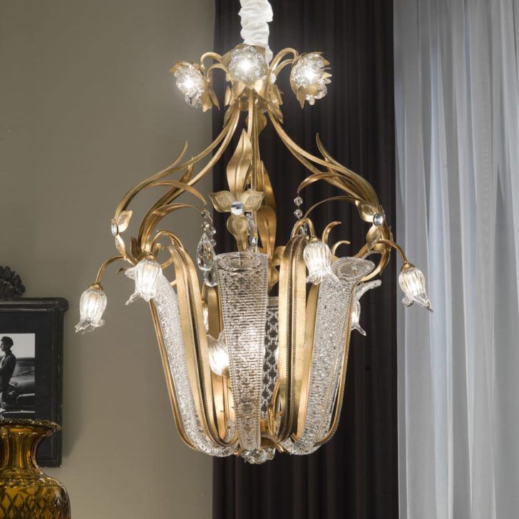 Elegant Gold Leaf Crystal Lantern Chandelier – Juliettes Interiors With Gold Leaf Lantern Chandeliers (Photo 3 of 15)