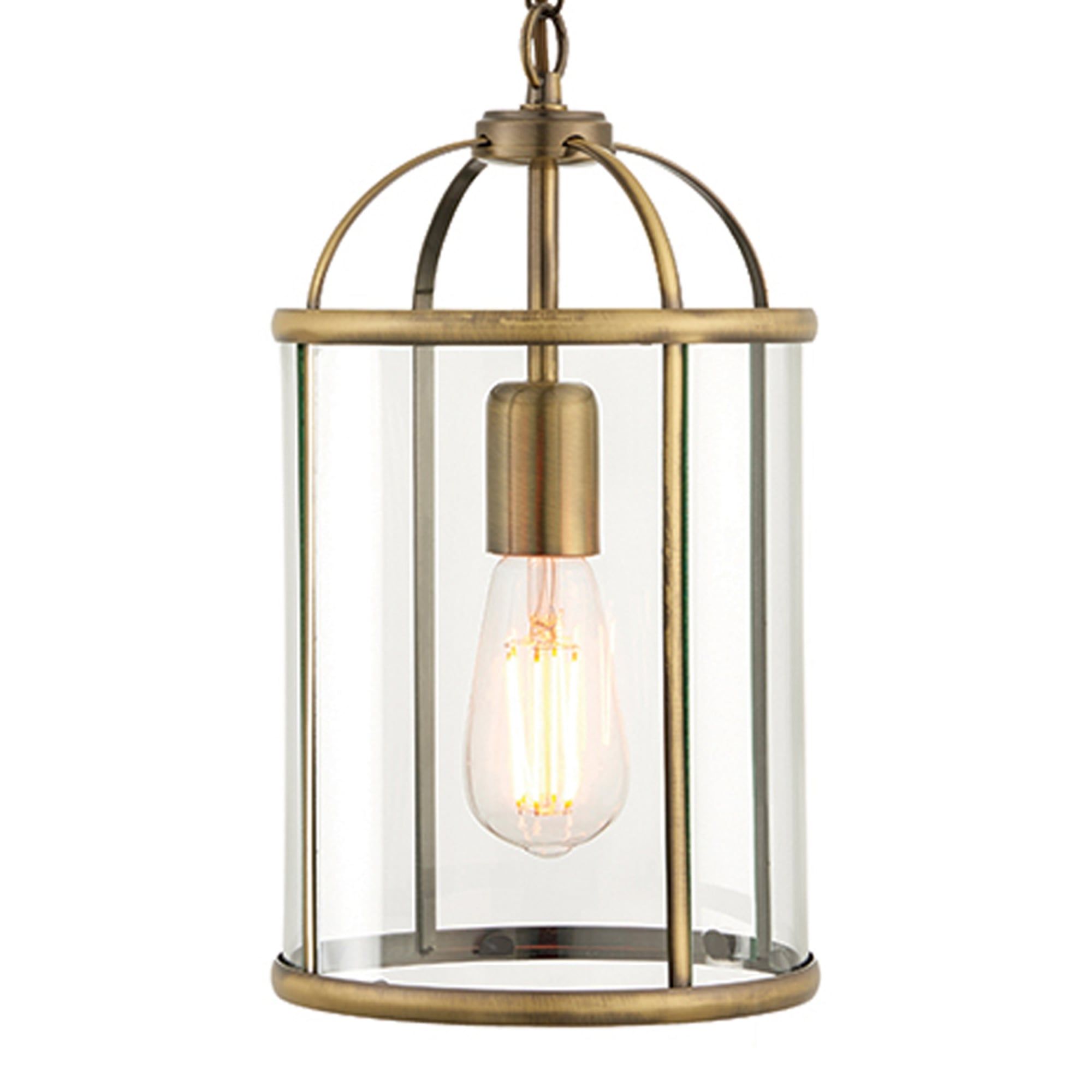 Endon 69454 Lambeth 1 Light Antique Brass And Glass Lantern Pendant Intended For Gild One Light Lantern Chandeliers (Photo 14 of 15)