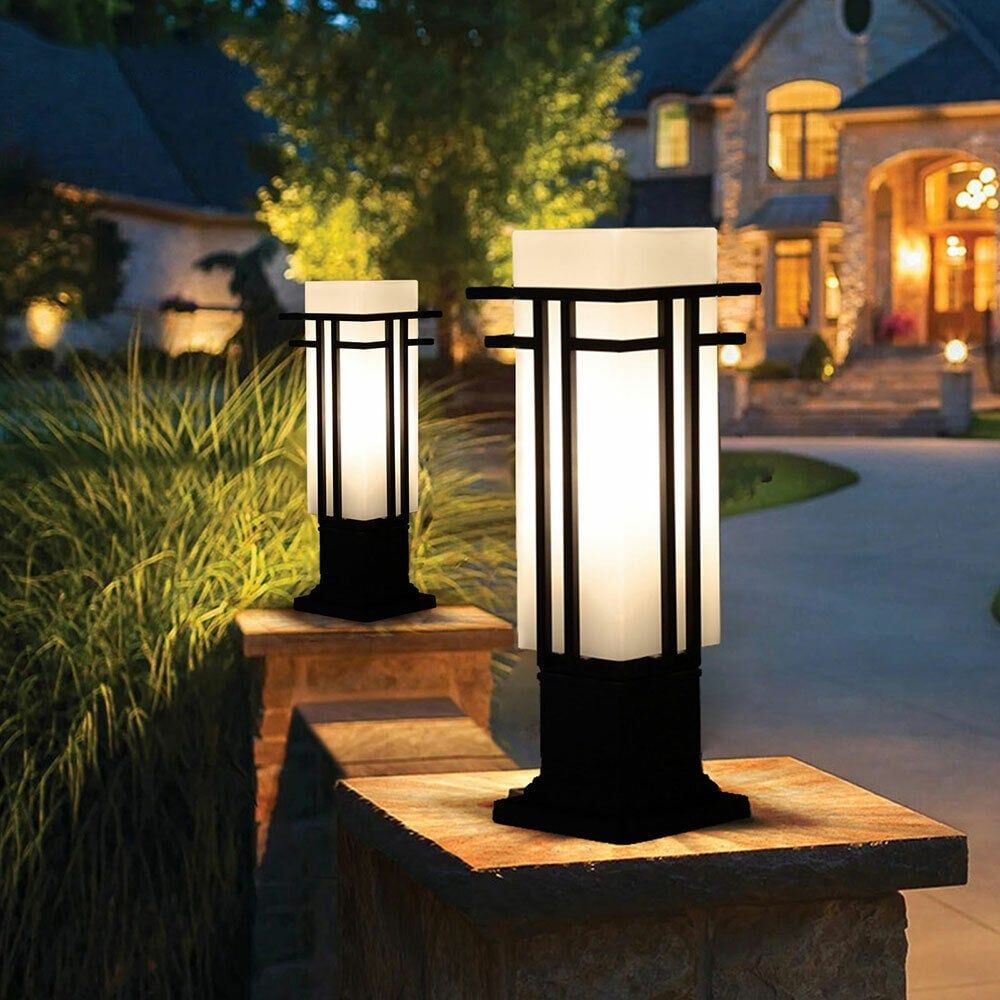 Exterior Pillar Lanterns Black Waterproof Outdoor Post Light – 6.7" –  Overstock – 36223697 With Lantern Chandeliers With Acrylic Column (Photo 7 of 15)