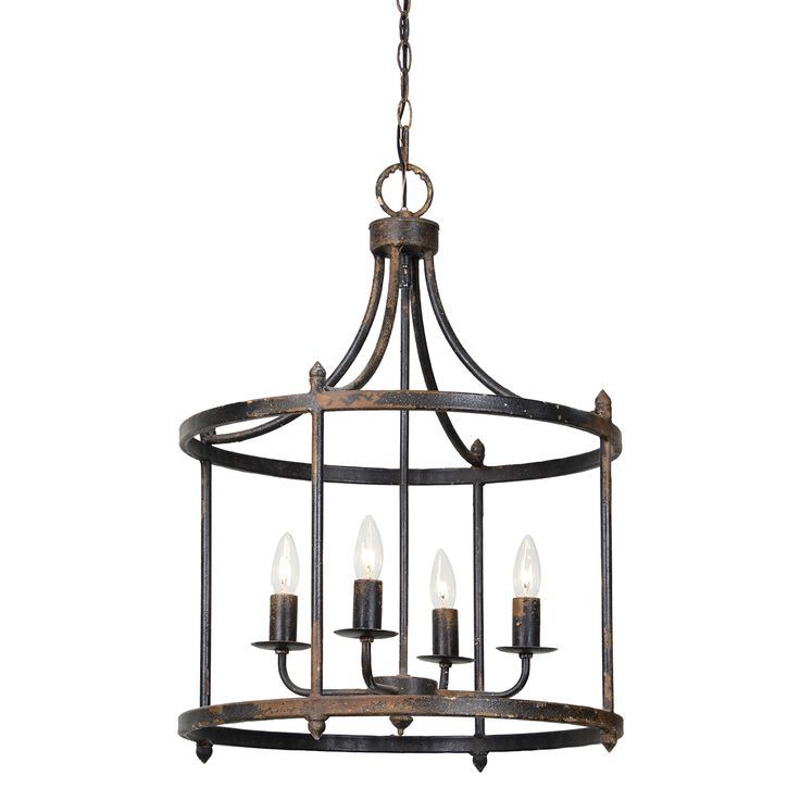 Forty West Arlington Rustic Black 28 Inch Four Light Chandelier | Drum  Chandelier, Lantern Chandelier, Ceiling Lights With Regard To 28 Inch Lantern Chandeliers (View 1 of 15)