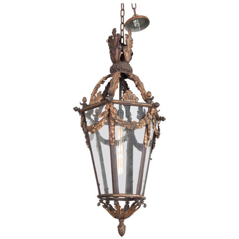 French 19th Century Iron And Gilt Brass Single Light Lantern | Lantern  Lights, Antique Lanterns, Lanterns With Regard To French Iron Lantern Chandeliers (View 13 of 15)