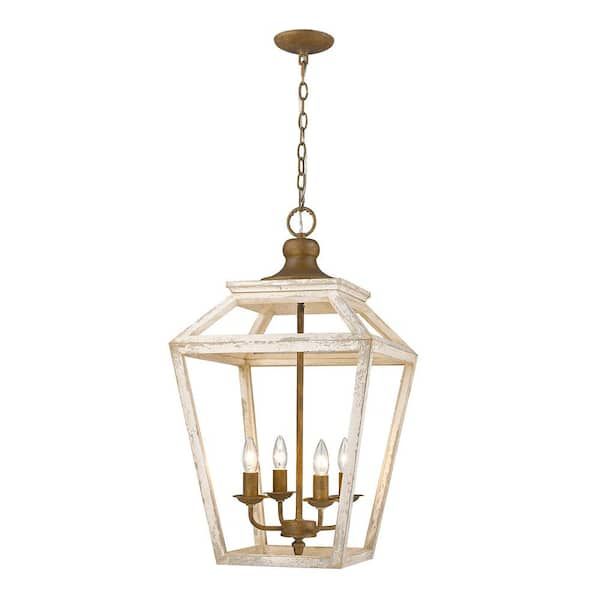 Golden Lighting Haiden Collection 4 Light Burnished Chestnut Pendant  0839 4p Bc – The Home Depot With Chestnut Lantern Chandeliers (View 6 of 15)