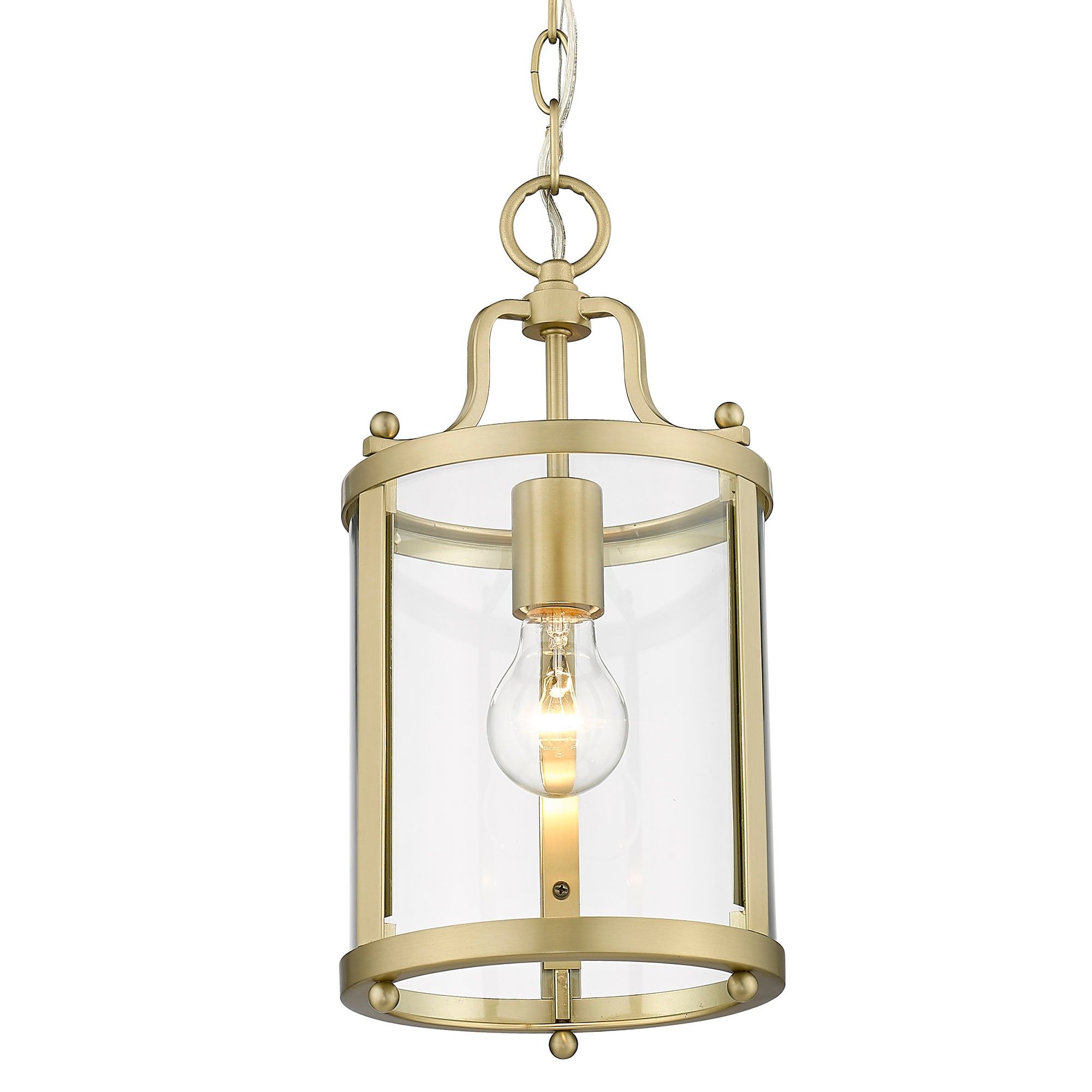 Golden Lighting Payton Brushed Champagne Bronze Transitional Clear Glass  Lantern Pendant Light In The Pendant Lighting Department At Lowes With Lantern Chandeliers With Transparent Glass (View 9 of 15)