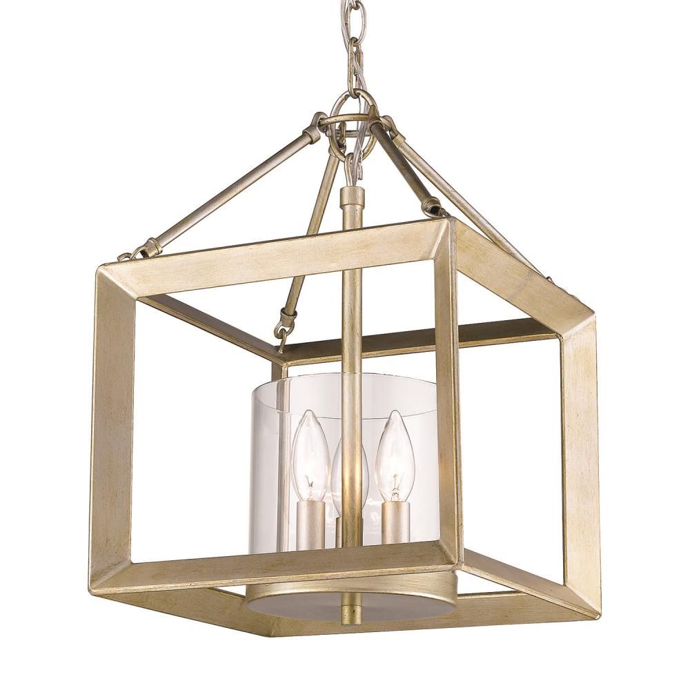 Golden Lighting Smyth 3 Light White Gold Modern/contemporary Cage Chandelier  In The Chandeliers Department At Lowes Inside White Gold Lantern Chandeliers (View 10 of 15)