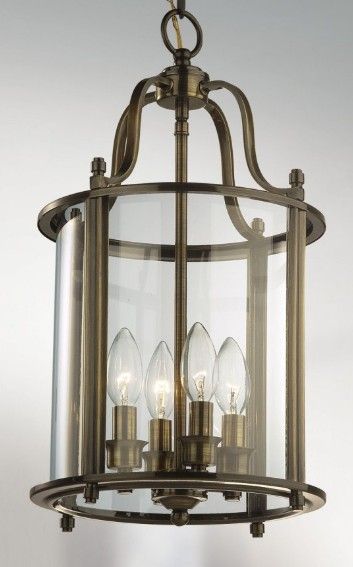 Hakka Medium Antique Brass Hall Lantern With 4 Lights From Richard Hathaway  Lighting Intended For Aged Brass Lantern Chandeliers (View 10 of 15)