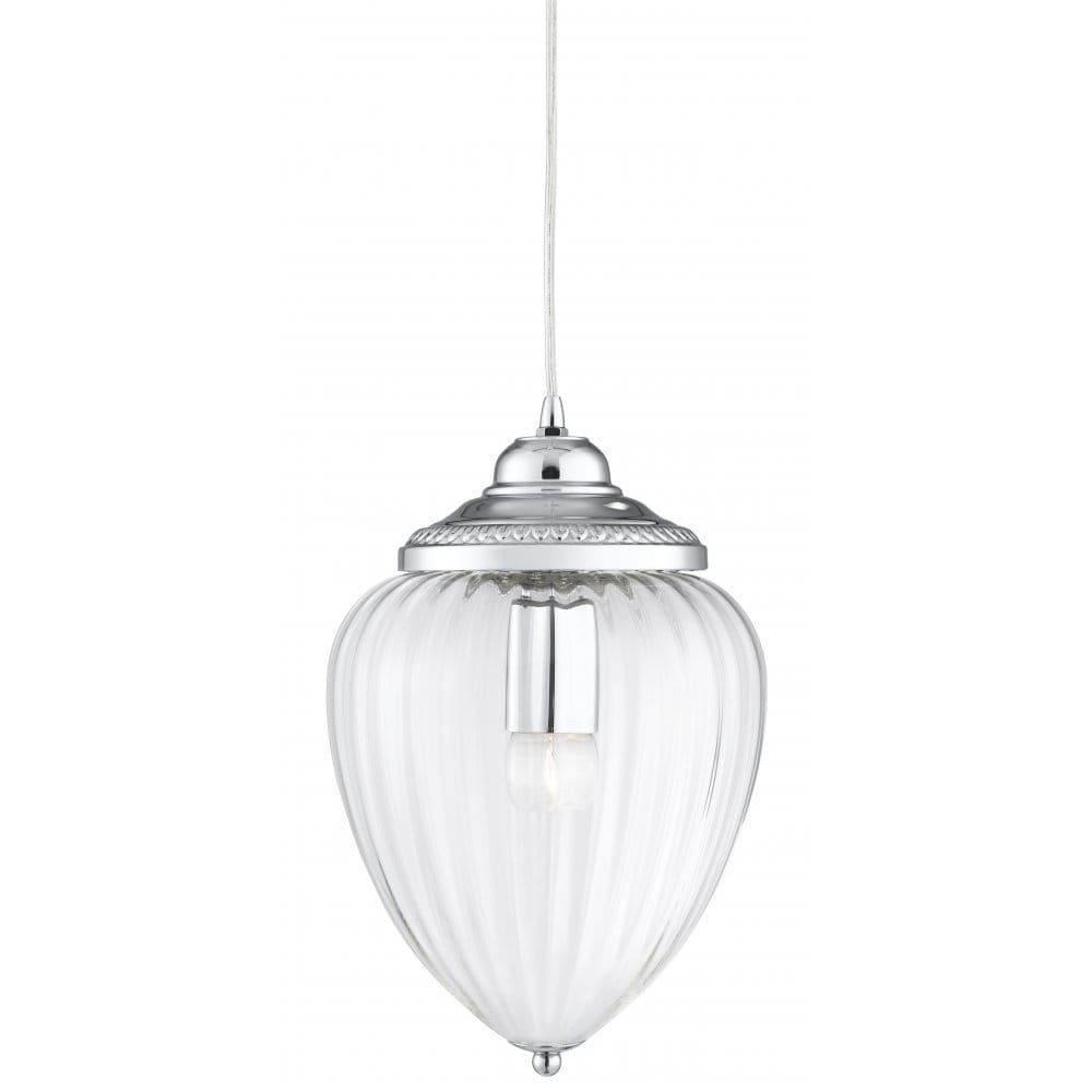 Hall Hanging Lantern In Chrome Finsih With Clear Ribbed Glass Shade With Clear Glass Shade Lantern Chandeliers (View 11 of 15)