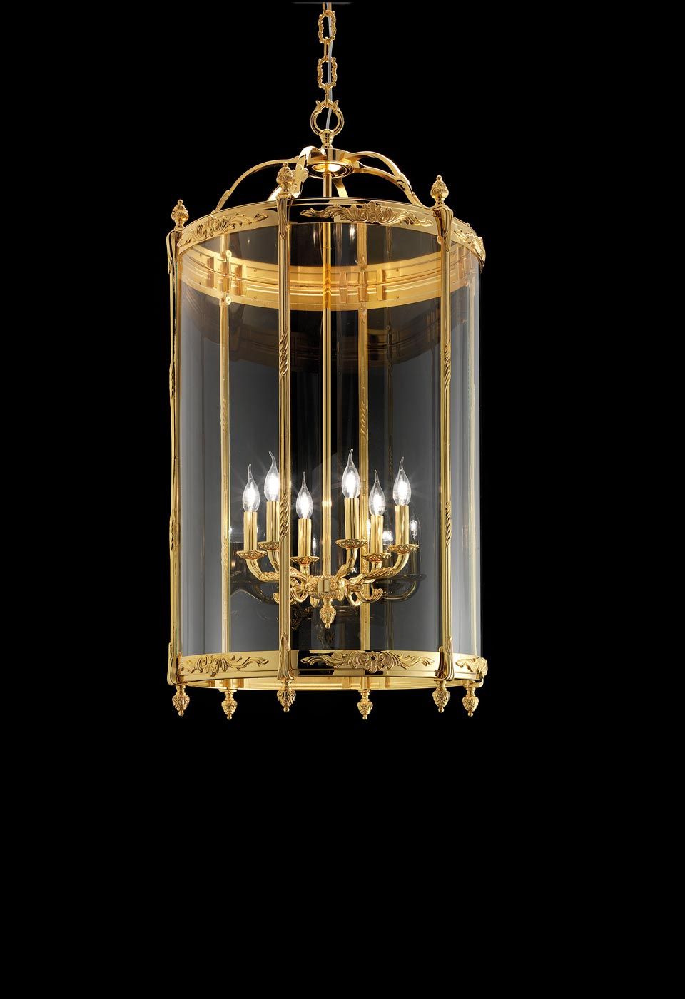 Hanging Lantern Traditional Golden 6 Lights | Masiero | Murano And Crystal  Chandeliers, Lamps And Wall Lights – Réf (View 8 of 15)