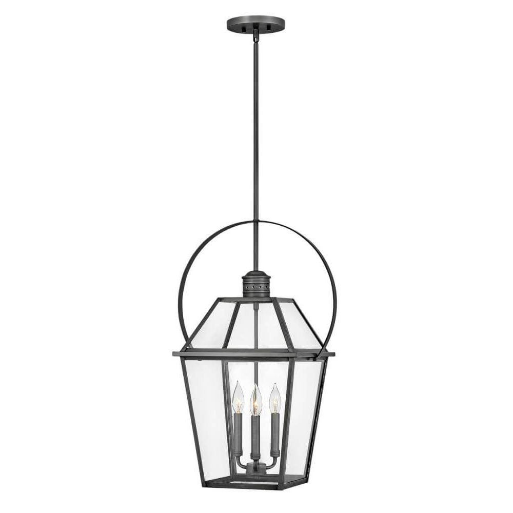 Hinkley Lighting 2772blb Nouvelle 3 Light 13 Inch Outdoor Hanging Lantern  In Blackened Brass Black With Clear Glass Throughout 13 Inch Lantern Chandeliers (View 15 of 15)