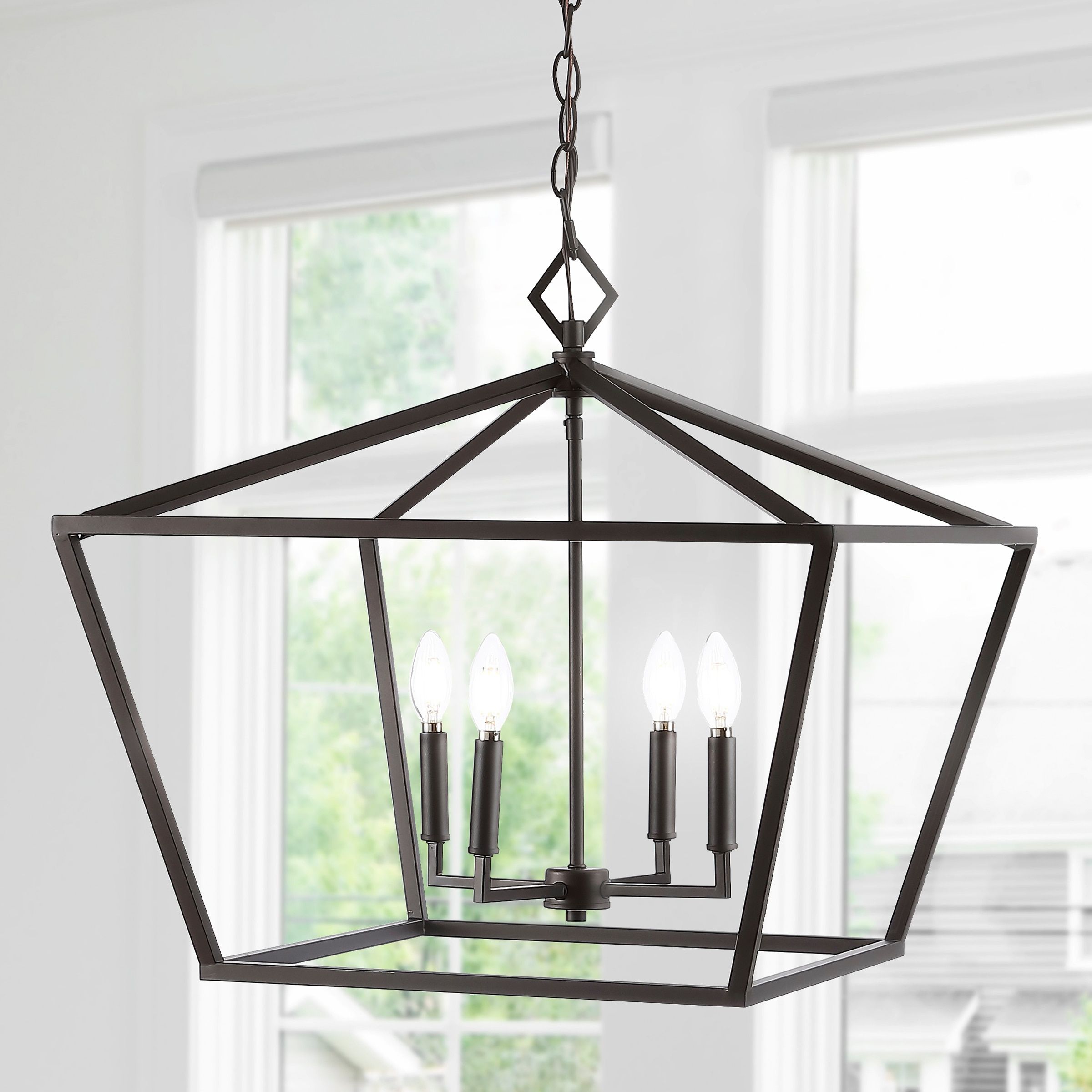 Jonathan Y Gatsby Rustic French Country/cottage 4 Light Brown Farmhouse  Lantern Led Pendant Light In The Pendant Lighting Department At Lowes With Rustic Black Lantern Chandeliers (Photo 12 of 15)