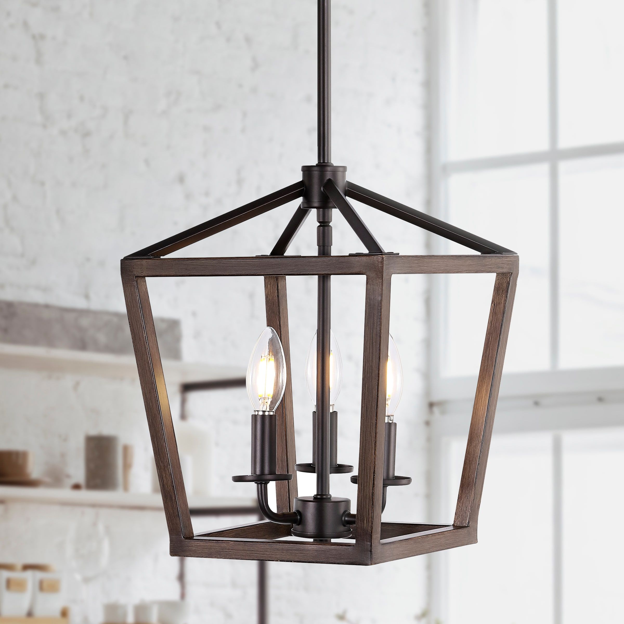 Jonathan Y Oria Industrial Rustic 3 Light Oil Rubbed Bronze Farmhouse  Lantern Led Pendant Light In The Pendant Lighting Department At Lowes For Rustic Gray Lantern Chandeliers (View 4 of 15)