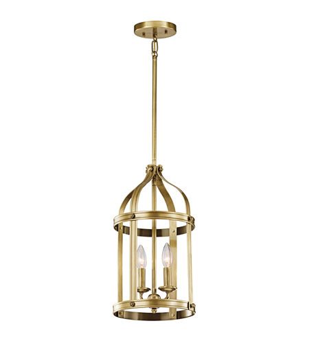 Kichler 43105nbr Steeplechase 2 Light 10 Inch Natural Brass Indoor Lantern  Pendant Ceiling Light Throughout Natural Brass Lantern Chandeliers (View 10 of 15)