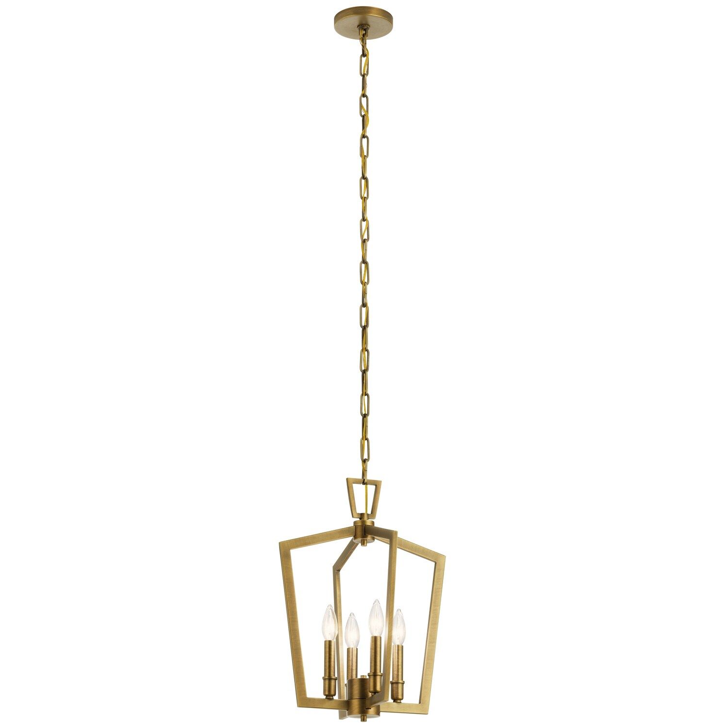 Kichler Abbotswell 4 Light Natural Brass Traditional Lantern Pendant Light  In The Pendant Lighting Department At Lowes Intended For Natural Brass Lantern Chandeliers (View 14 of 15)