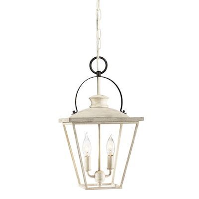 Kichler Arena Cove 2 Light Distressed Antique White And Rust French Country/cottage  Lantern Pendant Light Lowes In Cottage White Lantern Chandeliers (View 6 of 15)