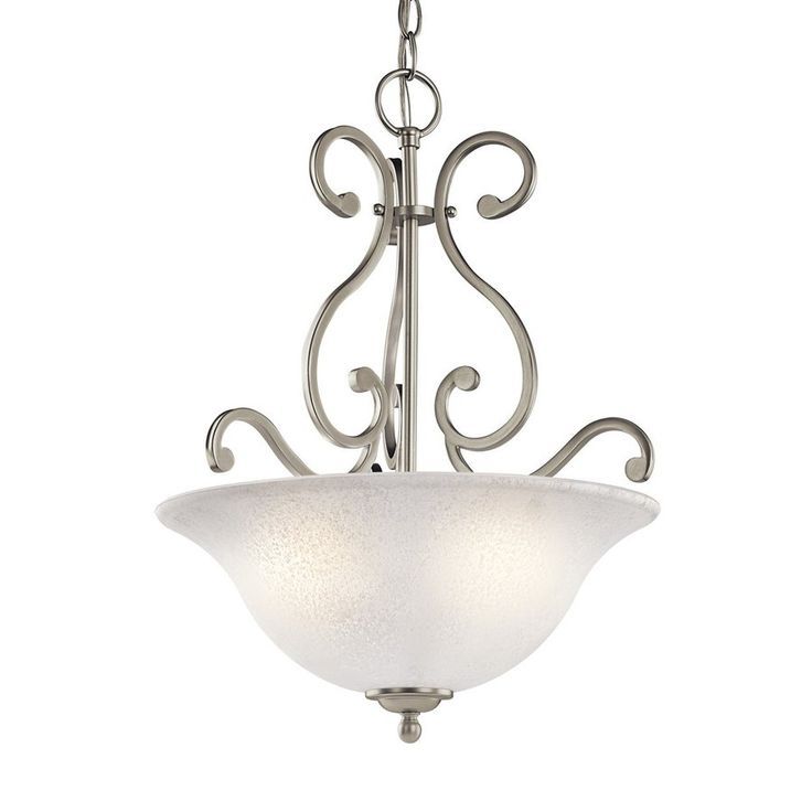 Kichler Camerena Brushed Nickel Traditional Textured Glass Bowl Pendant  Lowes | Kichler Lighting Pendant, Indoor Pendant, Kichler Pendant Throughout Textured Nickel Lantern Chandeliers (View 7 of 15)