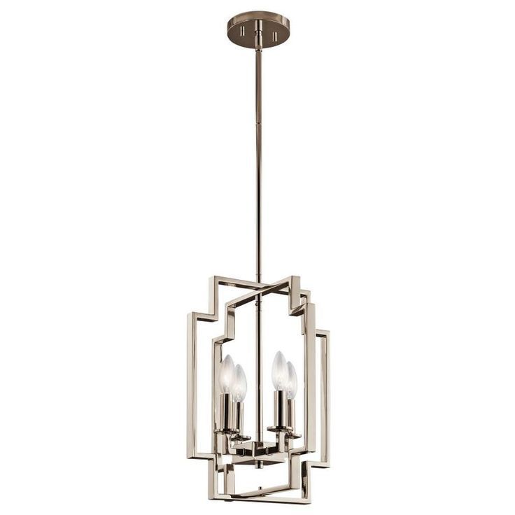 Kichler Downtown Deco Polished Nickel Modern/contemporary Lantern Pendant  Light | 43964p… | Foyer Pendant Lighting, Lantern Pendant Lighting, Hanging Pendant  Lights Intended For Deco Polished Nickel Lantern Chandeliers (View 4 of 15)