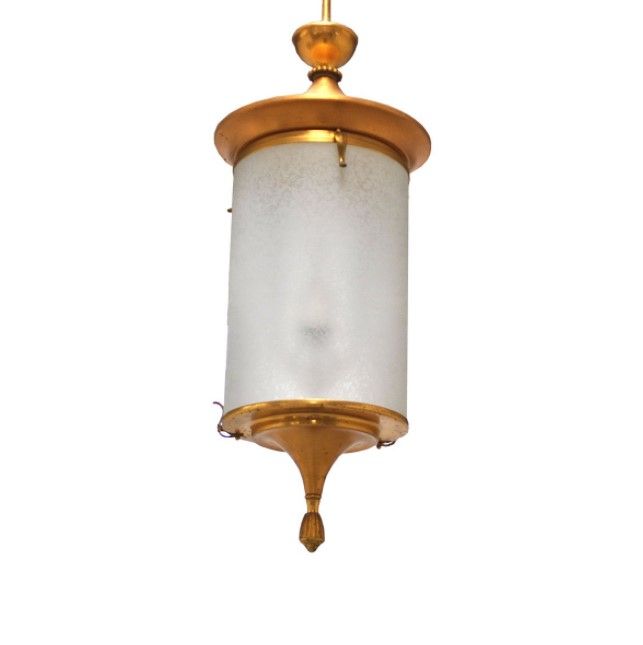 Lantern Chandelier In Gilded Metal And Glasslumi, 50s | Intondo Pertaining To Gilded Gold Lantern Chandeliers (Photo 2 of 15)