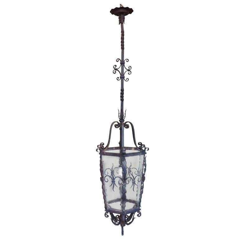 Late 19th Century French Gothic Hand Wrought Iron Lantern | David Skinner  Antiques With French Iron Lantern Chandeliers (View 2 of 15)