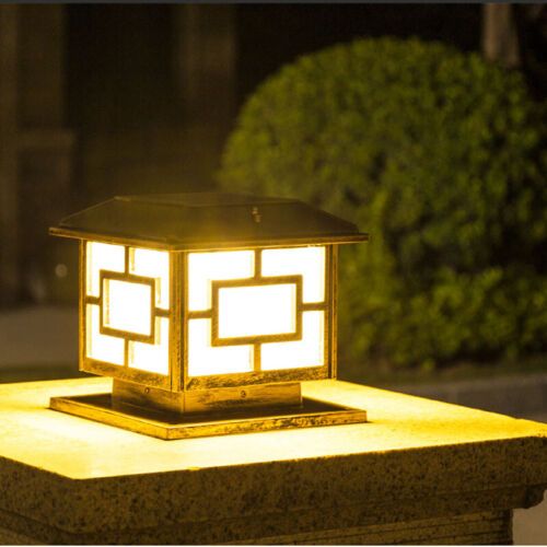Led Solar Powered Square Acrylic Metal Lantern Exterior Fence Pillar Lights  Gate | Ebay In Lantern Chandeliers With Acrylic Column (View 5 of 15)