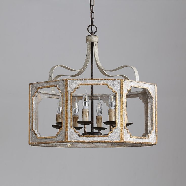 Lightelk French 8 Light Lantern Chandelier Metal And Wood In Antique Gray &  Gold | Lantern Chandelier, Metal Chandelier, Wood And Metal Chandelier Pertaining To County French Iron Lantern Chandeliers (View 4 of 15)