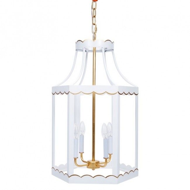 Lilly White Gold Scalloped Lantern (new) Within White Gold Lantern Chandeliers (Photo 5 of 15)