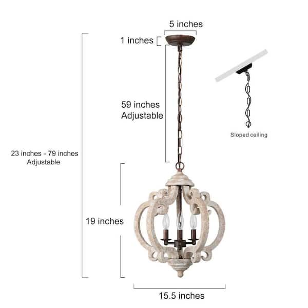 Lnc Wood Caged Chandelier, 3 Light Lantern Brown Round Chandelier  Candlestick Farmhouse Island Pendant Rustic Chandelier 7jvj3qhd14141u7 –  The Home Depot Pertaining To 23 Inch Lantern Chandeliers (View 13 of 15)