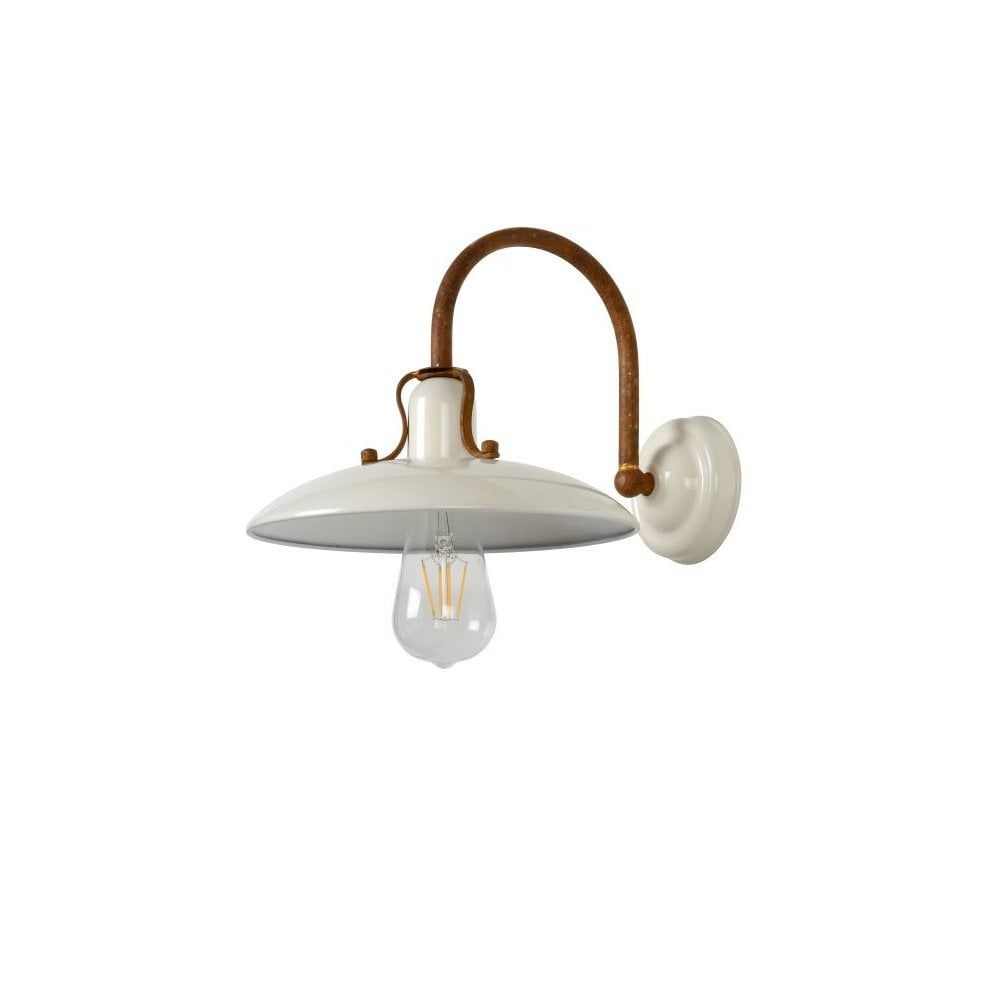 Lucide 30276/01/38 Römer Cottage Round Metal Cream And Rust Brown Wall  Light | Ideas4lighting Pertaining To Cream And Rusty Lantern Chandeliers (Photo 15 of 15)