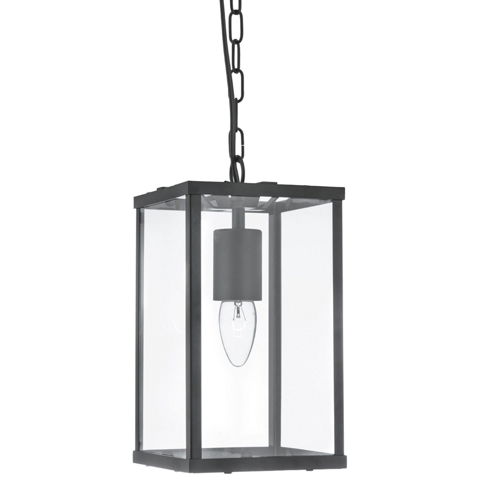 Matte Black Box Lantern Pendant With Clear Glass | Lighting Company Intended For Matte Black Lantern Chandeliers (View 13 of 15)