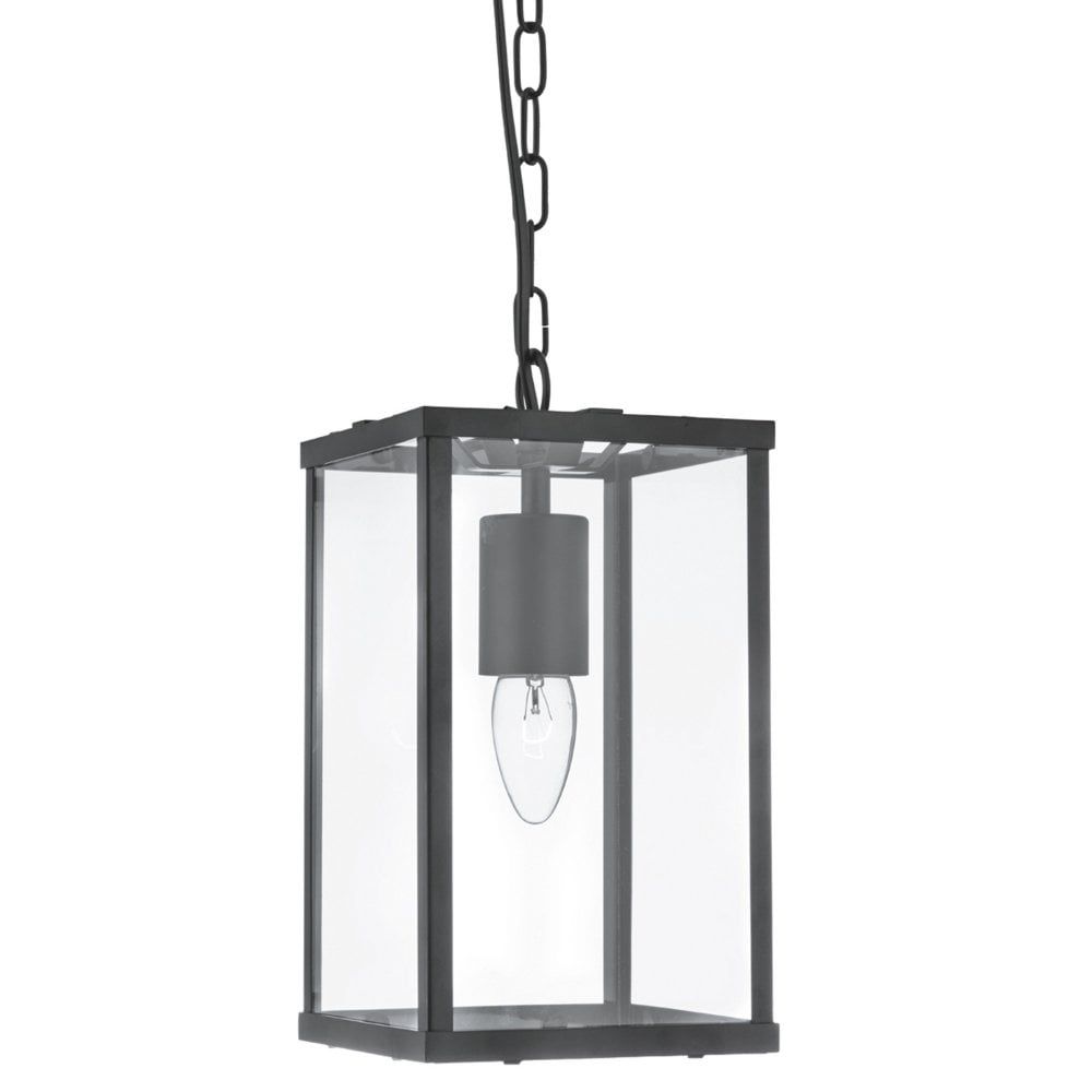Matte Black Box Lantern Pendant With Clear Glass | Lighting Company With Regard To Lantern Chandeliers With Clear Glass (View 12 of 15)