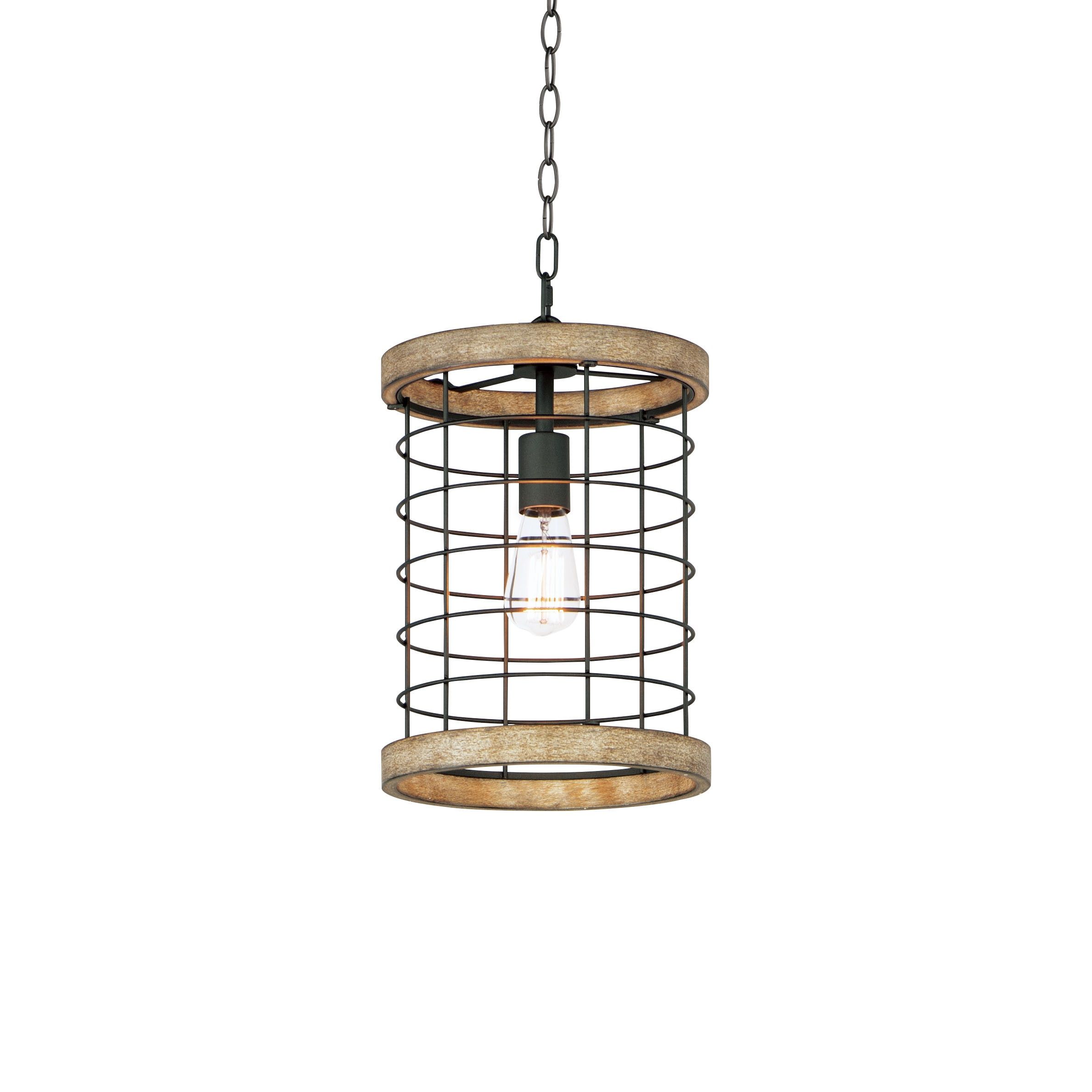Maxim Lighting Homestead Driftwood/black Rustic Cylinder Pendant Light In  The Pendant Lighting Department At Lowes With Regard To Weathered Driftwood And Gold Lantern Chandeliers (Photo 8 of 15)