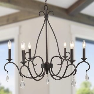 Modern Farmhouse 6 Light 28" Candle Lantern Chandelier With Crystal Drop –  D28" X H (View 15 of 15)