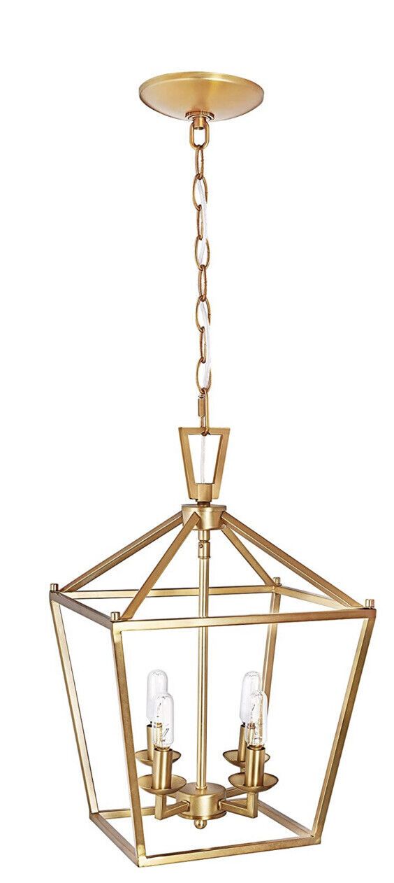 Motini 4 Light Gold Lantern Pendant Light In Burnished Brass Finish Metal  639510980795 | Ebay Regarding Burnished Brass Lantern Chandeliers (View 15 of 15)