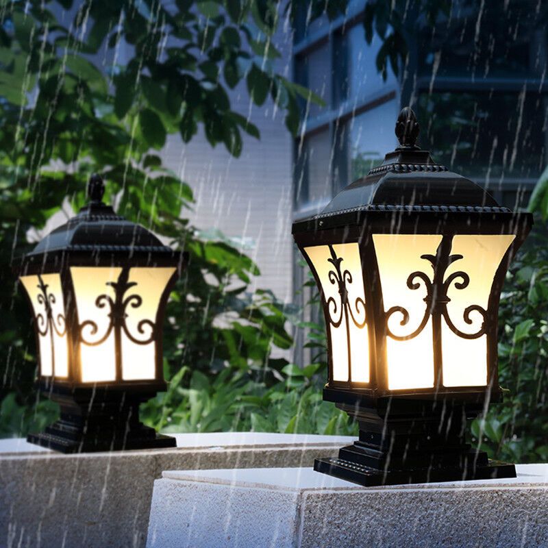 Nordic Style White Acrylic Metal Lantern Garden Pillar Light Gatepost Lamp  S/m/l | Ebay Within Lantern Chandeliers With Acrylic Column (Photo 1 of 15)