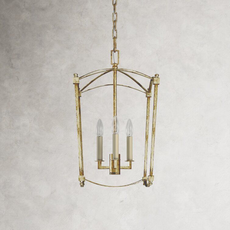 Olive 3 – Light Dimmable Lantern Geometric Chandelier & Reviews | Birch Lane Pertaining To Gild Three Light Lantern Chandeliers (View 15 of 15)