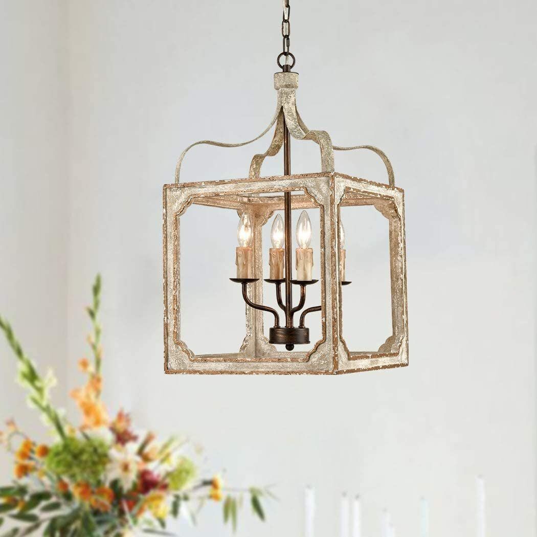 Ophelia & Co. Mccown Dimmable Lantern Square / Rectangle Chandelier |  Wayfair Throughout Gray Wash Lantern Chandeliers (Photo 15 of 15)